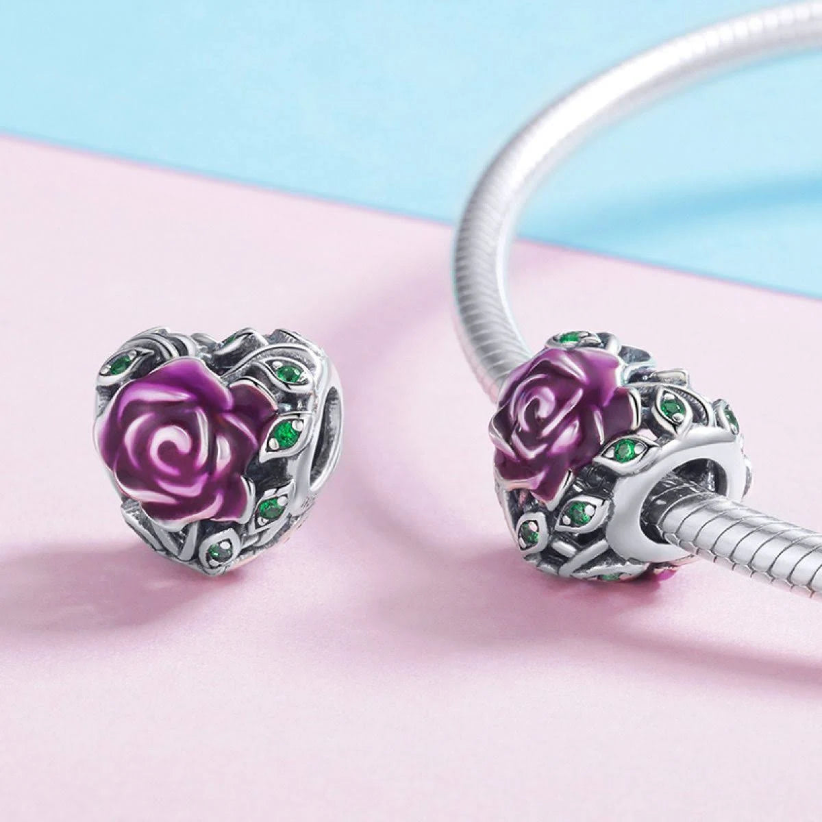 Charm Corazon Rosa Morada