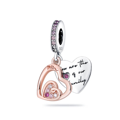Charm Doble Coraz√≥n de Mom Diamantado