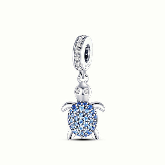 Charm Tortuga De Zirconia C√∫bica Azul