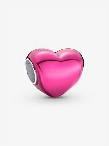 Charm Corazon Metalico Rosa