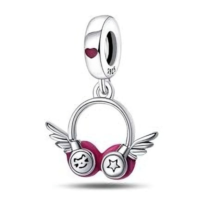 Charm Audifonos Rosas con Alas