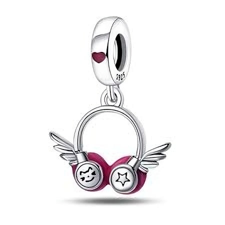 Charm Audifonos Rosas con Alas