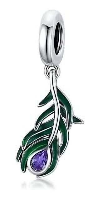 Charm Hoja con Gema Morado