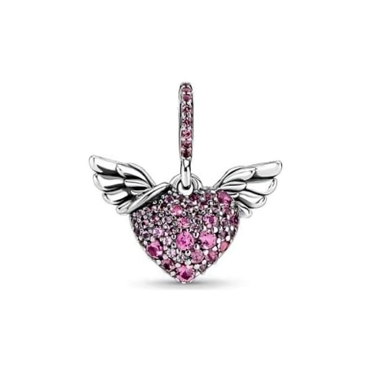 Charm Corazon Rosa con Alas
