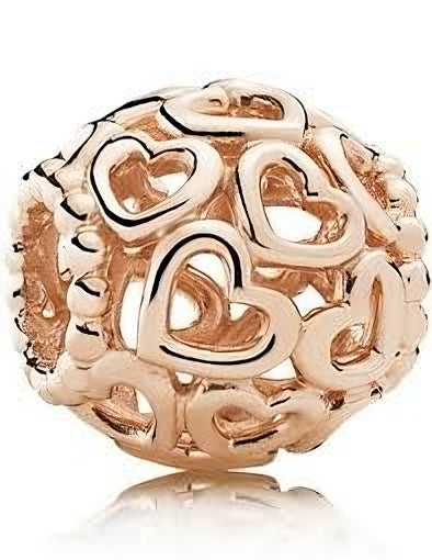 Charm Abalorio Corazones Rosa Dorado