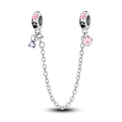Cadena de Seguridad Gatito y Huella Rosa