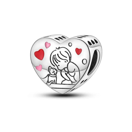 Charm Coraz√≥n de Gatito y Ni√±o