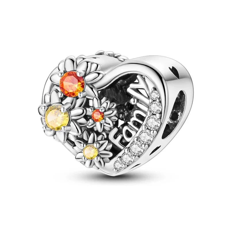 Charm Corazon de Flores "Family"